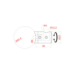 Držiak tyče ø 12 mm (L) na trubku ø 42,4 mm, AISI 304 Držiak tyče ø 12 mm (L) na trubku ø 42,4 mm, AISI 304